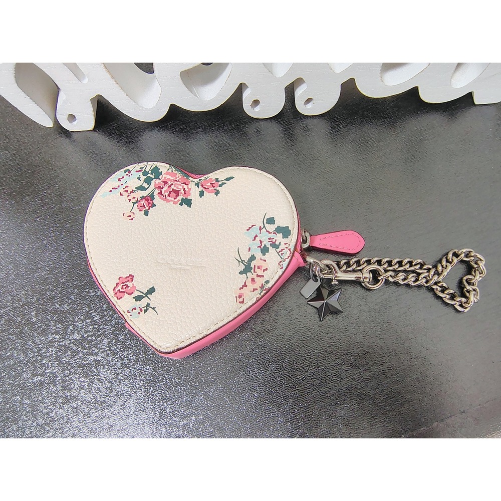 Coach Elvis Presley Love Me Tender Heart Coin Purse Leather Floral Rare 2016 - Picture 4 of 12